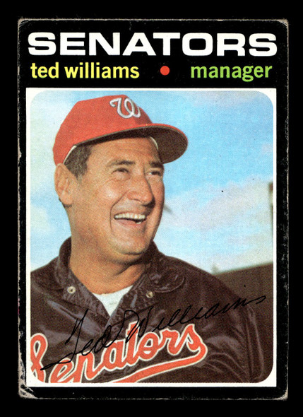 1971 Topps Ted Williams #380 Washington Senators HOF Low Grade - Creases - Front