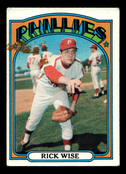 1972 Topps Rick Wise #43 Philadelphia Phillies Low Grade - Marks - Front