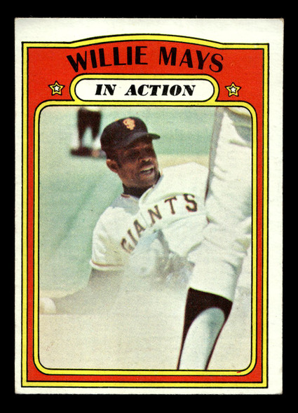 1972 Topps Willie Mays #50 In Action San Francisco Giants HOF VG - Front