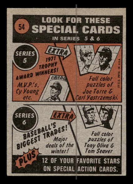 1972 Topps Bud Harrelson #54 In Action New York Mets Low Grade - Creases - Back