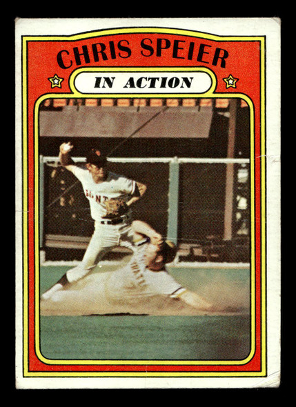 1972 Topps Chris Speier #166 In Action San Francisco Giants Low Grade - Creases - Front