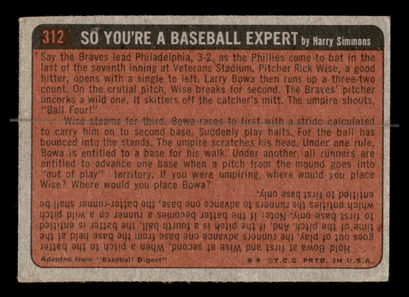 1972 Topps Clay Carroll #312 In Action Cincinnati Reds Low Grade - Creases - Back