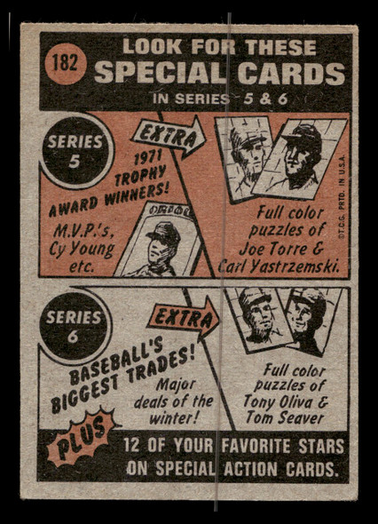 1972 Topps Ed Kranepool #182 In Action New York Mets Low Grade - Creases - Back