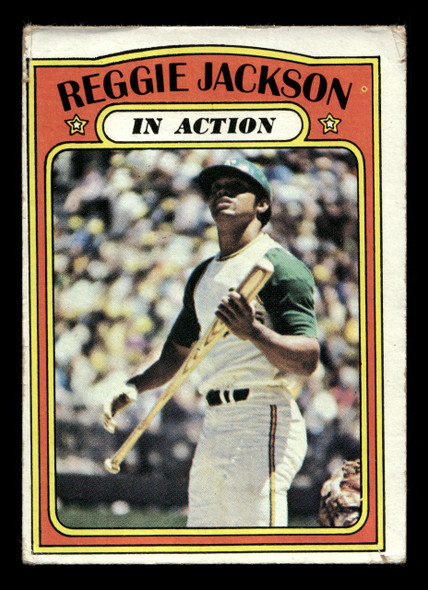 1972 Topps Reggie Jackson #436 In Action Oakland Athletics HOF Poor - Front