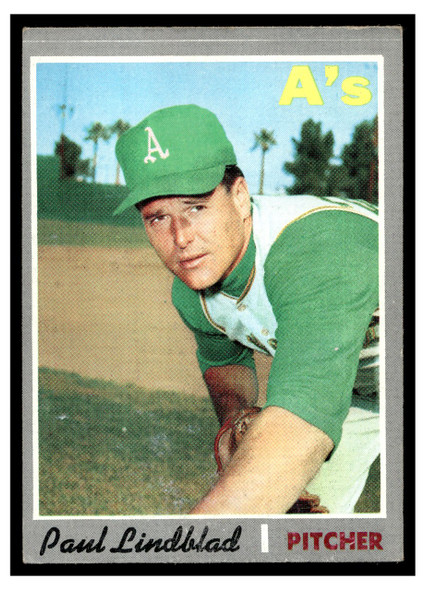1970 Topps Baseball Paul Lindblad #408 VG-EX front of card