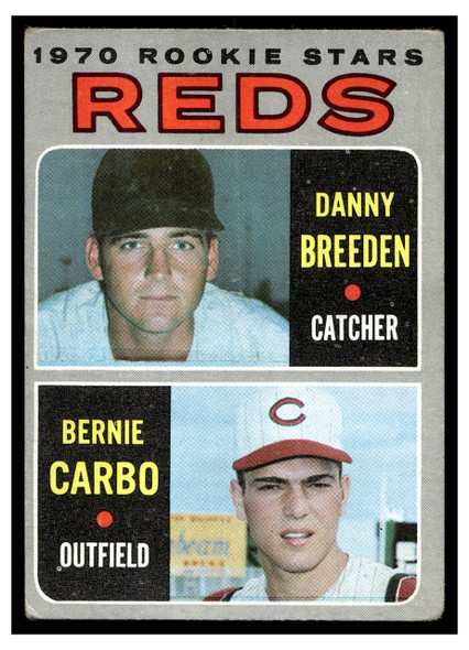 1970 Topps Baseball Danny Breeden / Bernie Carbo #36 Reds Rookie Stars VG front of card
