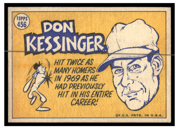 1970 Topps Baseball Don Kessinger #456 All-Star VG-EX back of card