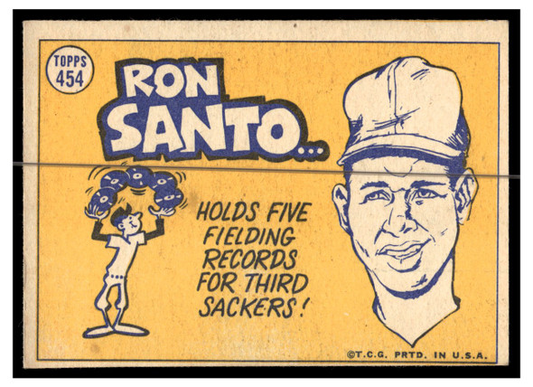 1970 Topps Baseball Ron Santo #454 All-Star VG-EX back of card