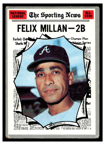 1970 Topps Baseball Felix Millan #452 All-Star Fair front of card