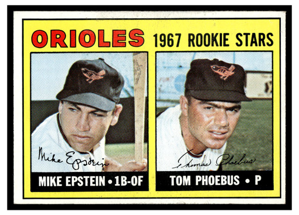 1967 Topps Baseball Mike Epstein / Tom Phoebus #204 Rookie Stars VG-EX front of card