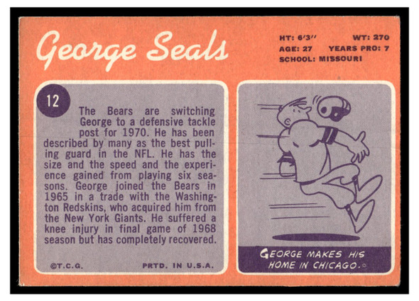 1970 Topps George Seals #12 VG-EX back of card