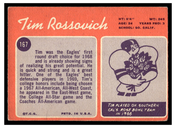 1970 Topps Tim Rossovich #167 Low Grade - Creases back of card