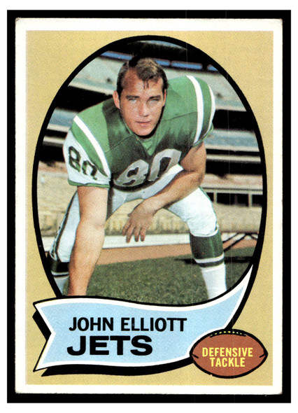 1970 Topps Football John Elliott #54 Good front of card