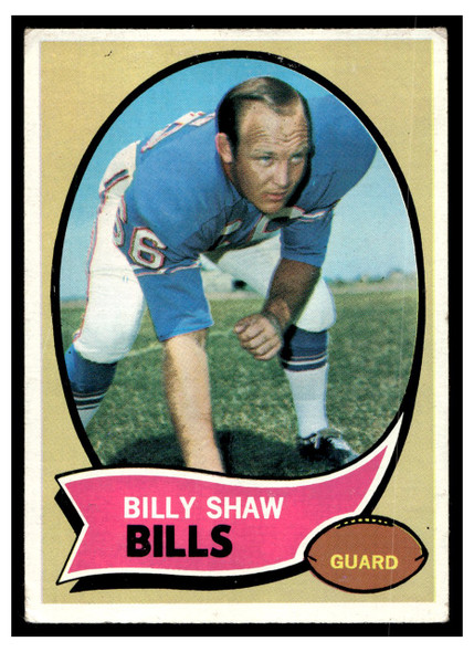 1970 Topps Football Billy Shaw #229 Good — Example B front of card