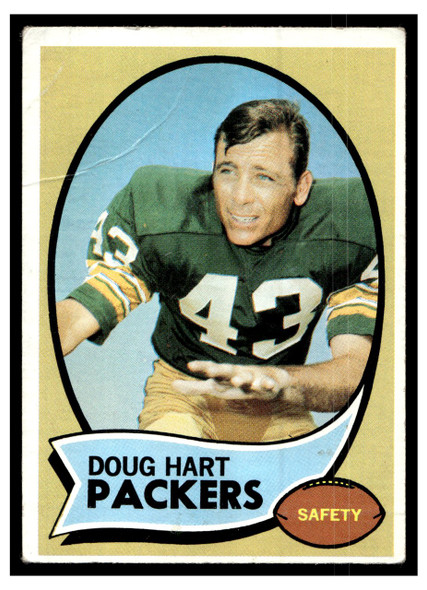 1970 Topps Football Doug Hart #2 Low Grade - Creases front of card