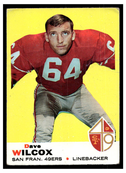 1969 Topps Football Dave Wilcox #44 Low Grade - Creases front of card