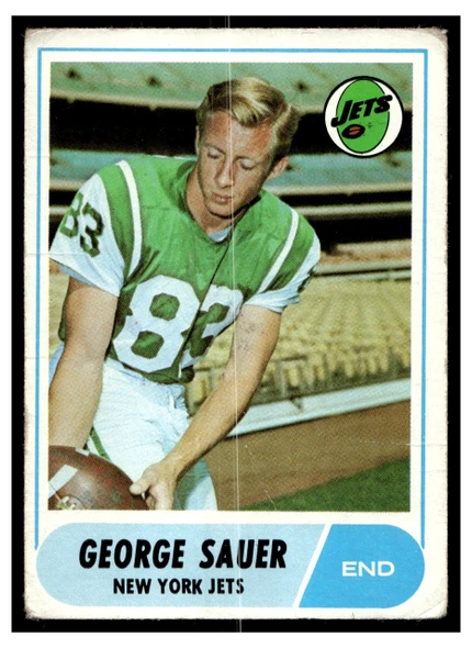 1968 Topps Football George Sauer #13 VG — Example A front of card