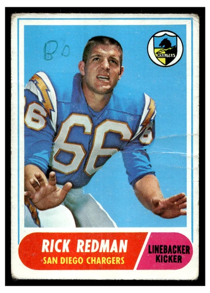 1968 Topps Football Rick Redman #115 VG — Example A front of card