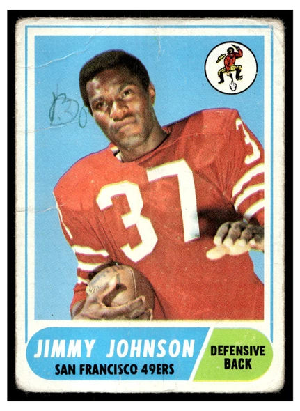 1968 Topps Football Jimmy Johnson #61 Low Grade - Marks front of card