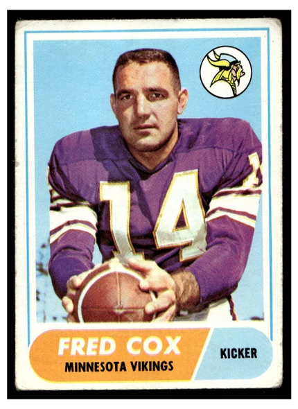 1968 Topps Football Fred Cox #107 VG front of card