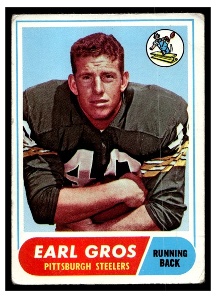 1968 Topps Football Earl Gros #7 VG — Example B front of card