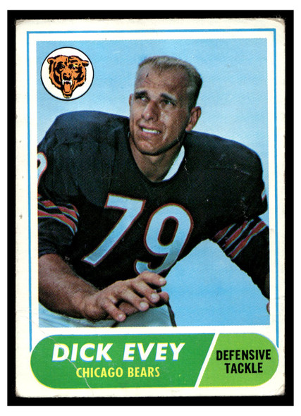 1968 Topps Football Dick Evey #205 VG front of card