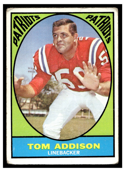 1967 Topps Football Tom Addison #5 Good — Example B front of card