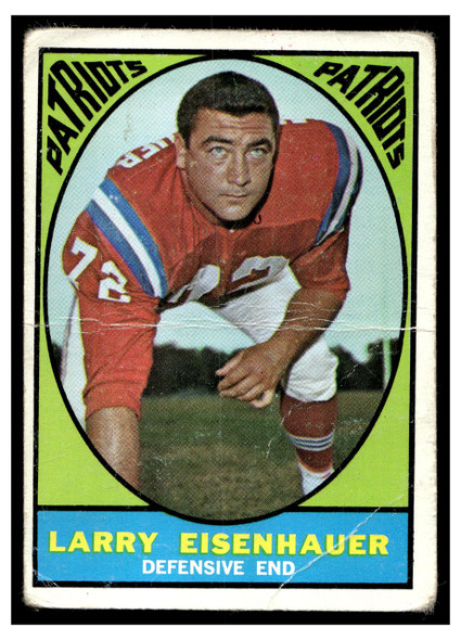 1967 Topps Football Larry Eisenhauer #9 Low Grade - Creases front of card