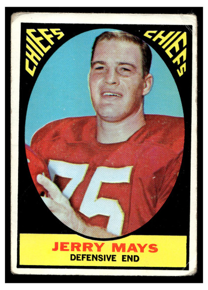1967 Topps Football Jerry Mays #67 Low Grade - Creases front of card