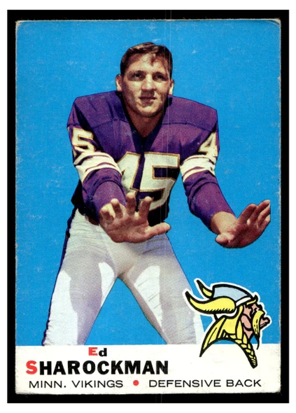 1969 Topps Football Ed Sharockman #104 Low Grade - Creases front of card