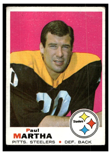 1969 Topps Football Paul Martha #224 Low Grade front of card