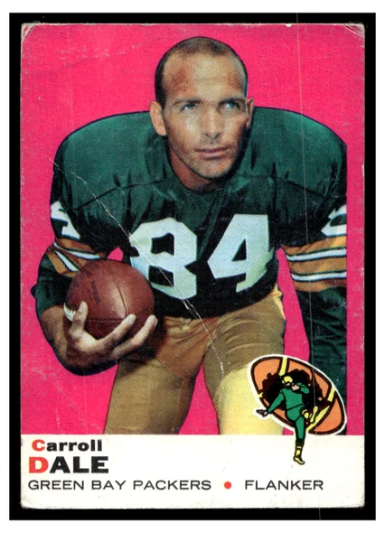 1969 Topps Football Carroll Dale #77 Low Grade - Creases front of card