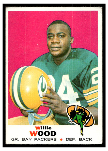 1969 Topps Football Willie Wood #168 Low Grade - Creases front of card