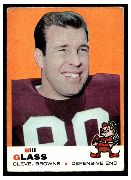 1969 Topps Football Bill Glass #74 Low Grade - Creases front of card