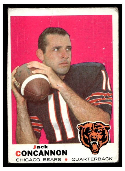 1969 Topps Football Jack Concannon #186 Low Grade - Creases front of card