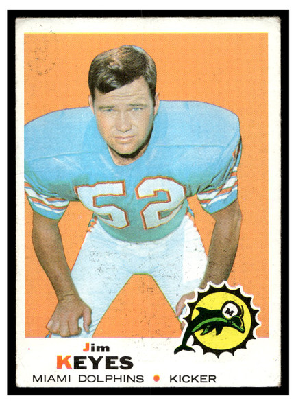 1969 Topps Football Jim Keyes #253 Low Grade front of card