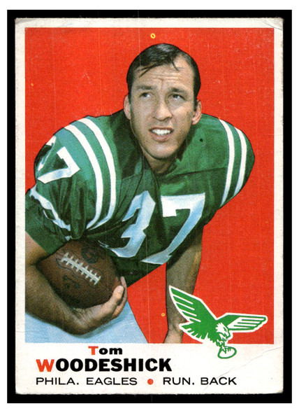 1969 Topps Football Tom Woodeshick #198 Low Grade - Creases front of card