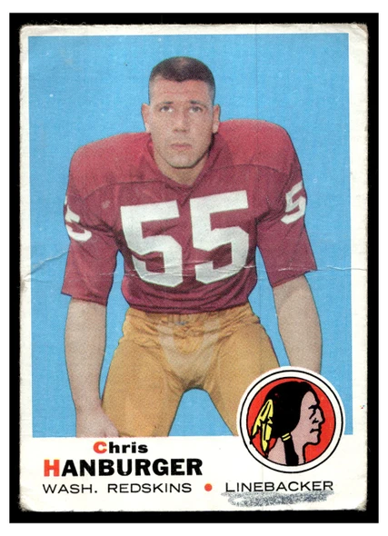 1969 Topps Football Chris Hanburger #248 Low Grade - Creases front of card