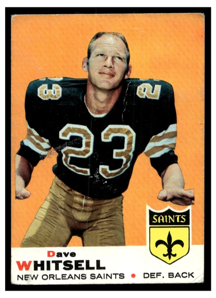 1969 Topps Football Dave Whitsell #14 Low Grade front of card