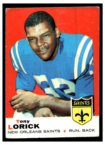 1969 Topps Football Tony Lorick #61 Low Grade - Creases front of card