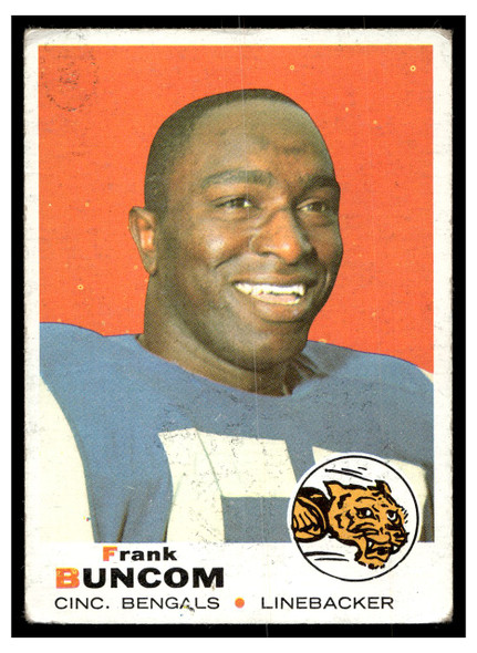 1969 Topps Football Frank Buncom #143 Low Grade front of card