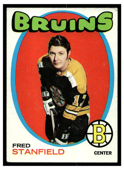 1971 Topps Hockey Fred Stanfield #7 Low Grade - Creases front of card