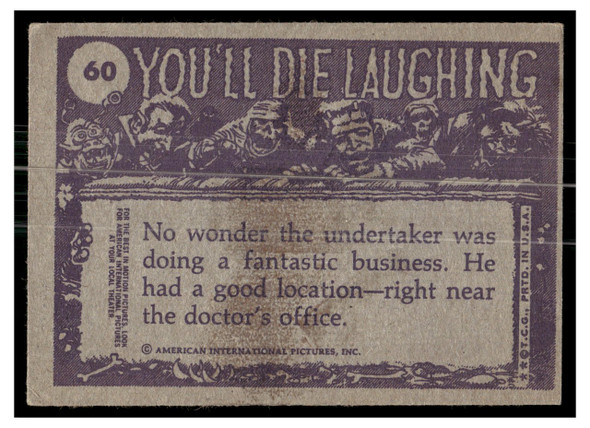 1973 1973 Topps Creature Feature (You'll Die Laughing) My nose is itchy! #60 Low Grade - Creases back of card