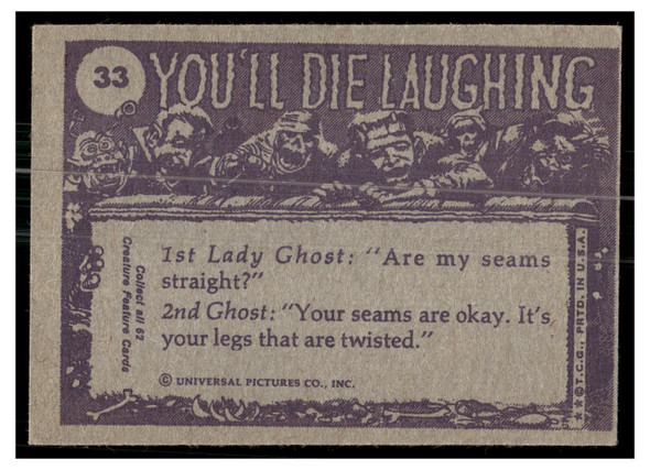 1973 1973 Topps Creature Feature (You'll Die Laughing) My girdle is killing me! #33 Low Grade back of card