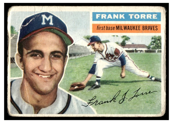 1956 1956 Topps Baseball Frank Torre #172 Gray Back Low Grade - Creases front of card