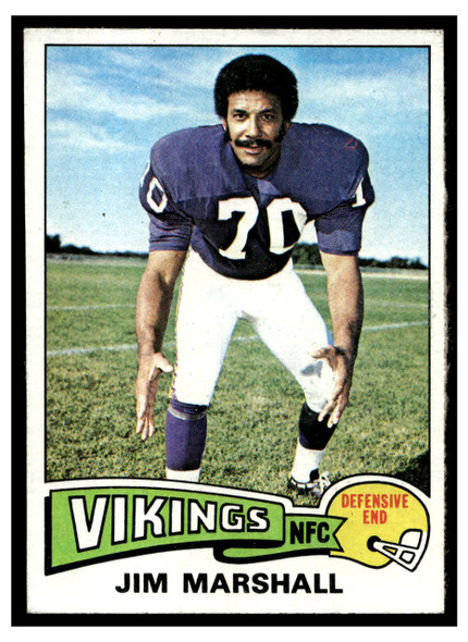 1975 Topps Football Jim Marshall #157 Low Grade front of card