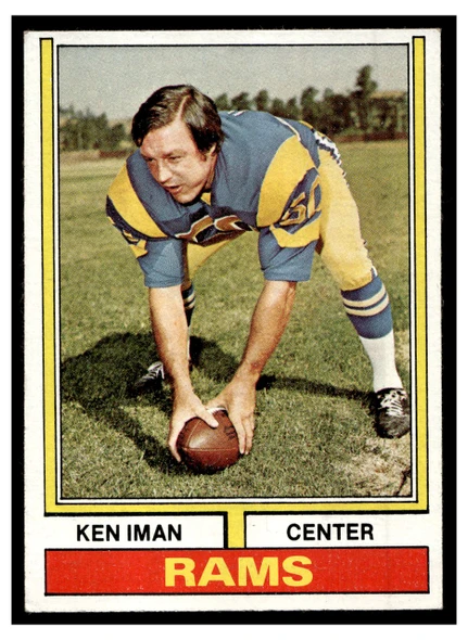 1974 Topps Football Ken Iman #343 Low Grade — Example B front of card