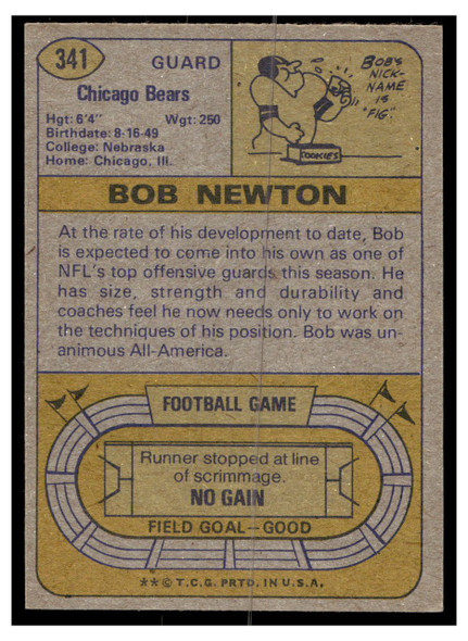 1974 Topps Football Bob Newton #341 Low Grade back of card