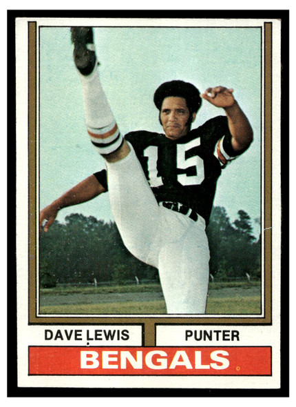 1974 Topps Football Dave Lewis #236 Low Grade — Example B front of card