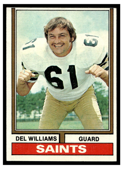 1974 Topps Football Del Williams #42 Low Grade — Example B front of card